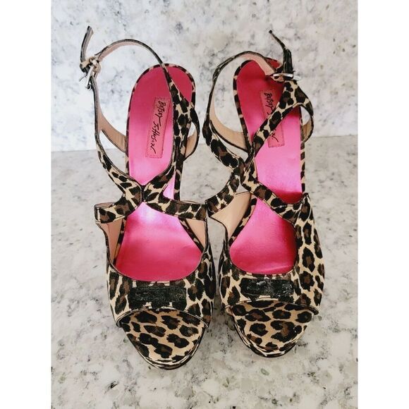 Betsey Johnson 10M Strappy Sandal High 6" Heels Animal‎ Print 2013 Stilettos - Picture 2 of 11